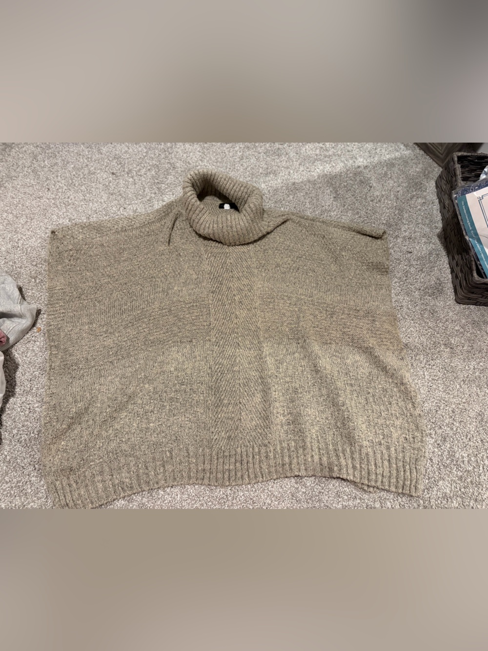 Steve Madden Taupe/Cream Turtleneck Poncho Sweater